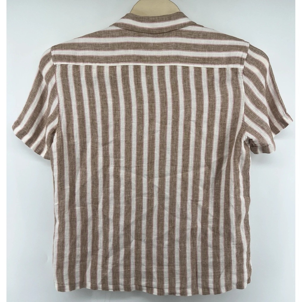 Faherty‎ Palma Linen Camp Shirt Mens M Sienna Valley Stripe Linen NWT Beach $168 - Picture 3 of 3